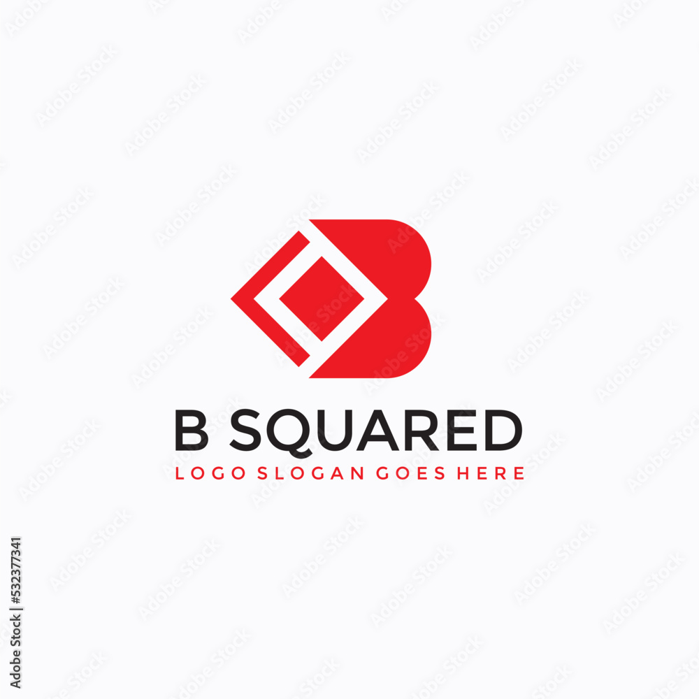 B Squared letter red logo vector image B Squared letter red logo vector image