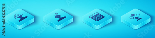 Set Isometric Concussion, headache, Dreams, Schizophrenia and Online psychological counseling icon. Vector
