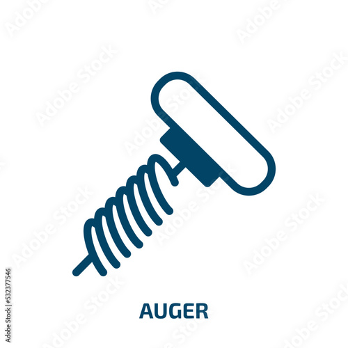 auger icon from tools and utensils collection. Filled auger, power, industrial glyph icons isolated on white background. Black vector auger sign, symbol for web design and mobile apps