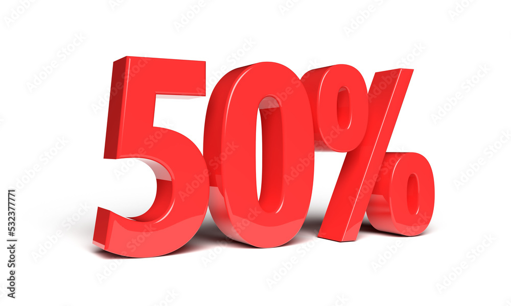 50 percent in 3d rendering isolated 50 percent in 3d rendering isolated