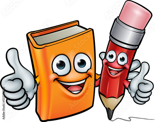 Book and Pencil Cartoon Cha...