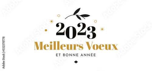 Fotografia Carte Meilleurs Voeux et bonne année 2023 - Design Noir et Or