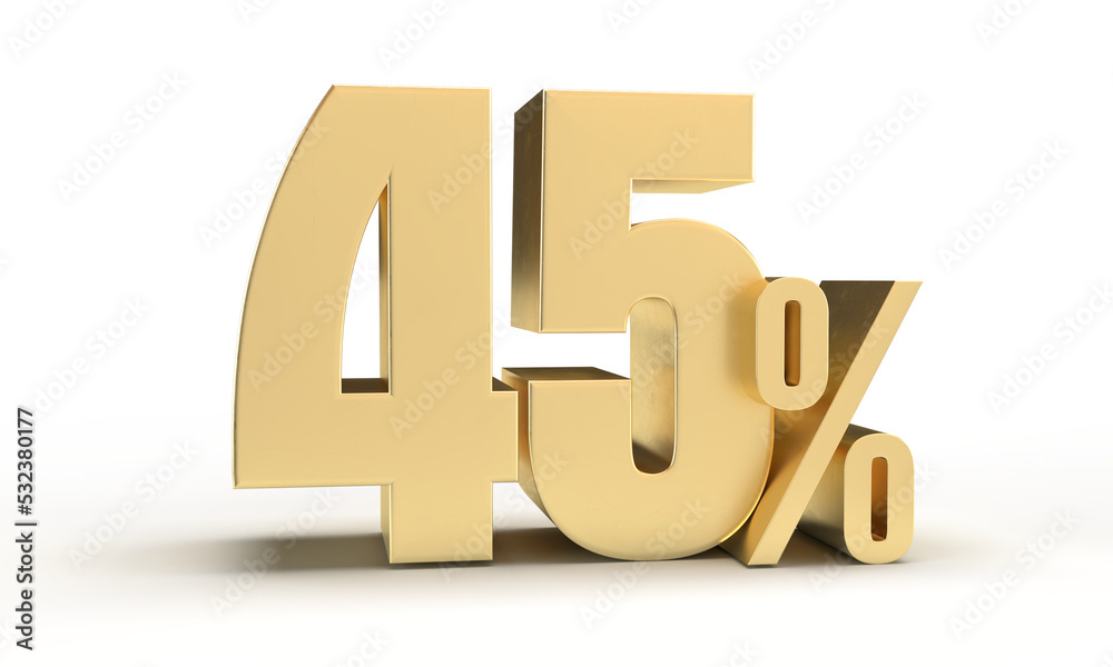 45 percent in 3d rendering isolated 45 percent in 3d rendering isolated