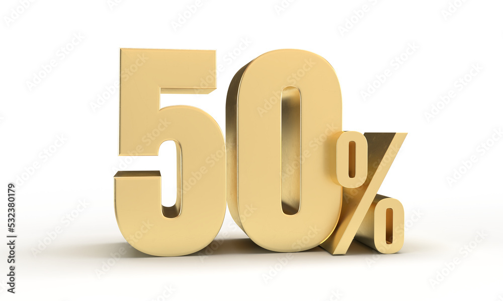 50 percent in 3d rendering isolated 50 percent in 3d rendering isolated