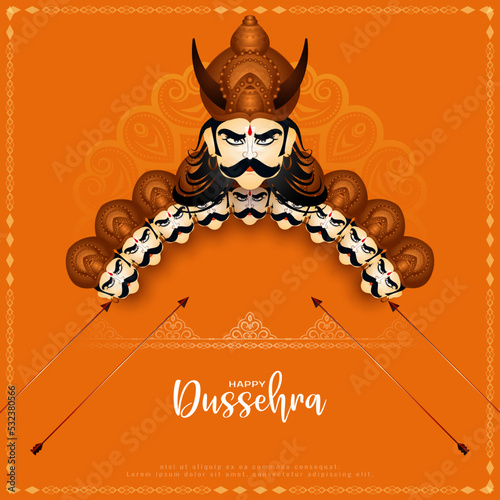 Happy Dussehra festival Ravana killing with arrow background design