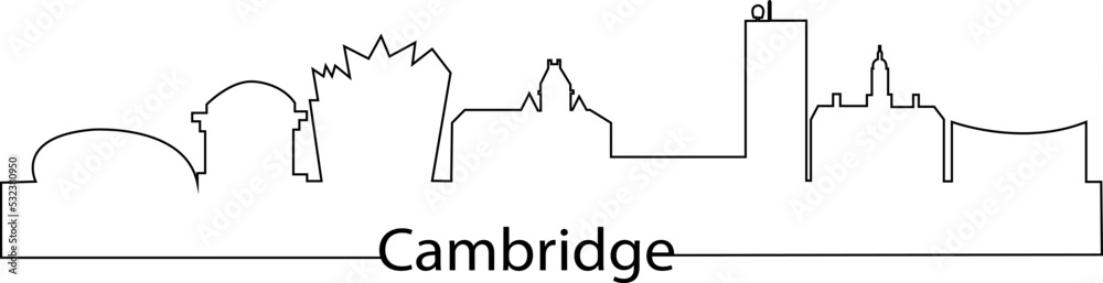 Cambridge Massachusetts  city skyline outline
