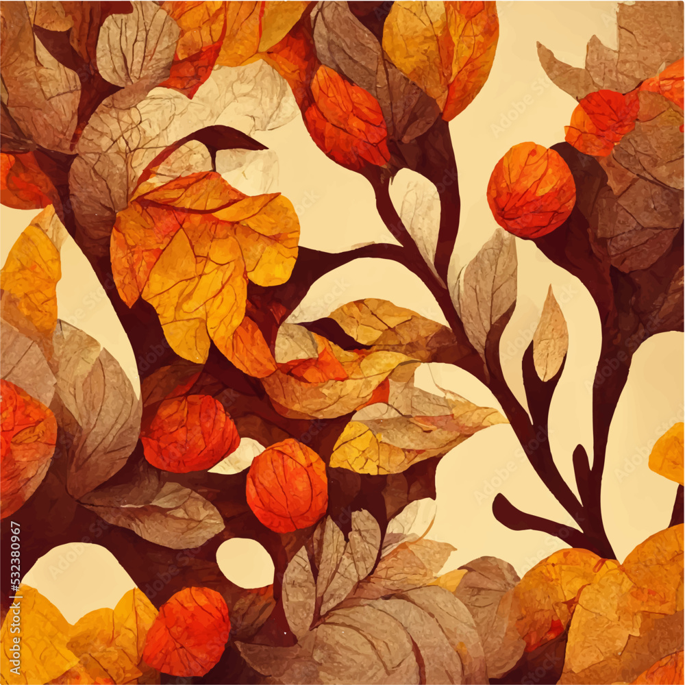 Seamless abstract autumn leaves background decoration watercolor vector