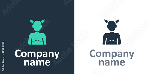 Logotype Krampus, heck icon isolated on white background. Horned devil. Traditional Christmas devil. Happy Halloween party. Logo design template element. Vector