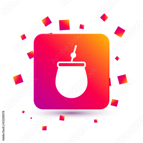 White Mate tea icon isolated on white background. Square color button. Vector