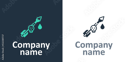 Logotype Poison on the arrow icon isolated on white background. Poisoned arrow. Logo design template element. Vector