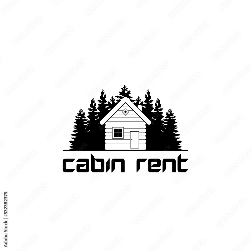 Cabin house rent logo isolated on white background