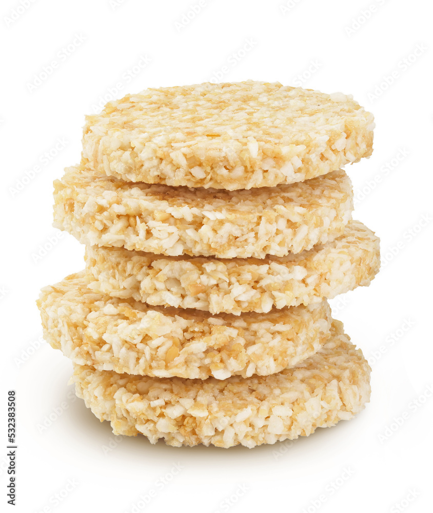 coconut cookies with amaranth isolated on white background with full depth of field. Healthy food. coconut cookies with amaranth isolated on white background with full depth of field. Healthy food.