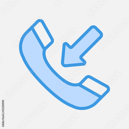 Incoming call icon in blue style about communication, use for website mobile app presentation