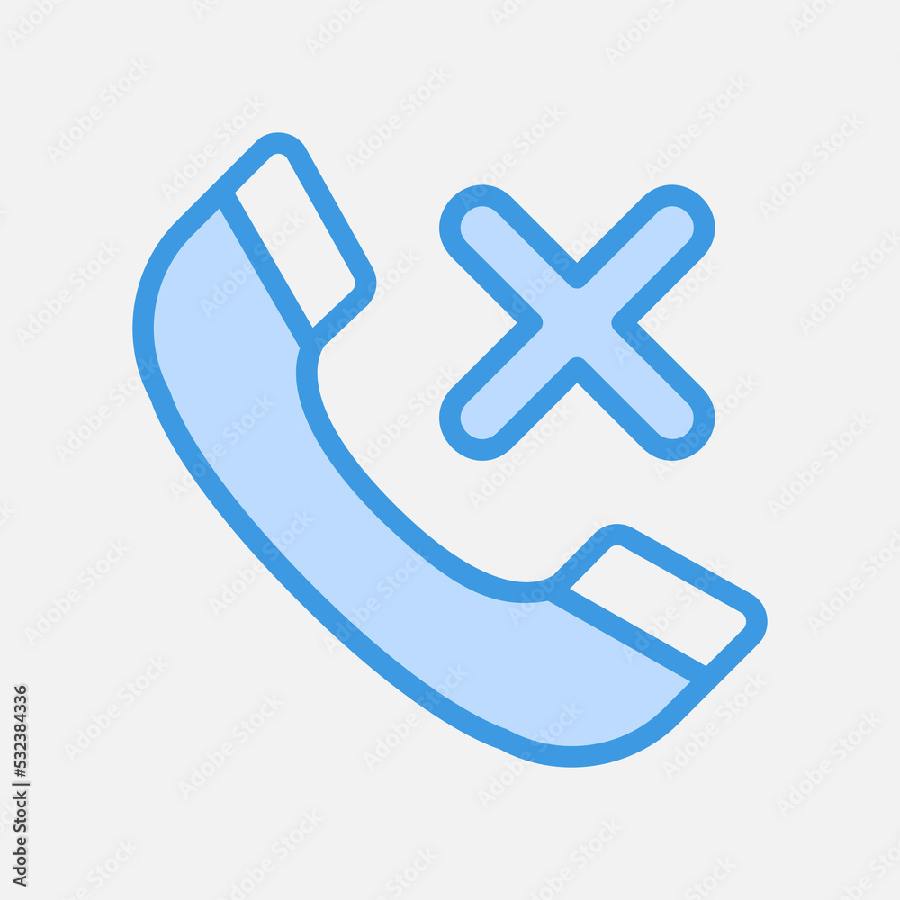 Missed call icon in blue style about communication, use for website mobile app presentation Missed call icon in blue style about communication, use for website mobile app presentation