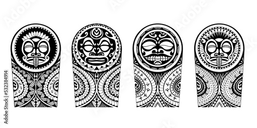 Wrap around arm polynesian tattoo design. Pattern aboriginal samoan.