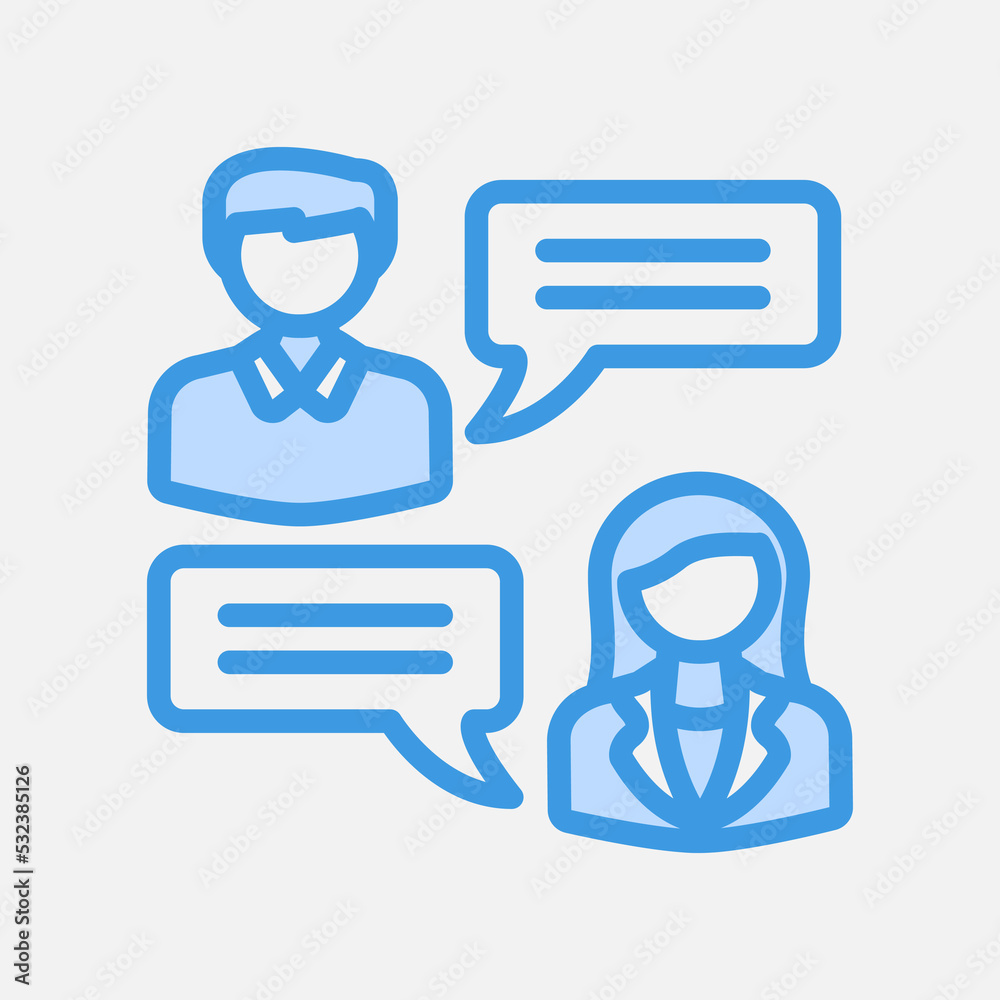 Conversation icon in blue style about communication, use for website mobile app presentation Conversation icon in blue style about communication, use for website mobile app presentation