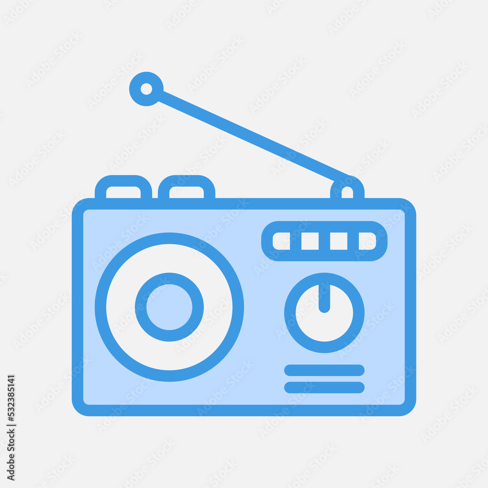 Radio icon in blue style about communication, use for website mobile app presentation Radio icon in blue style about communication, use for website mobile app presentation