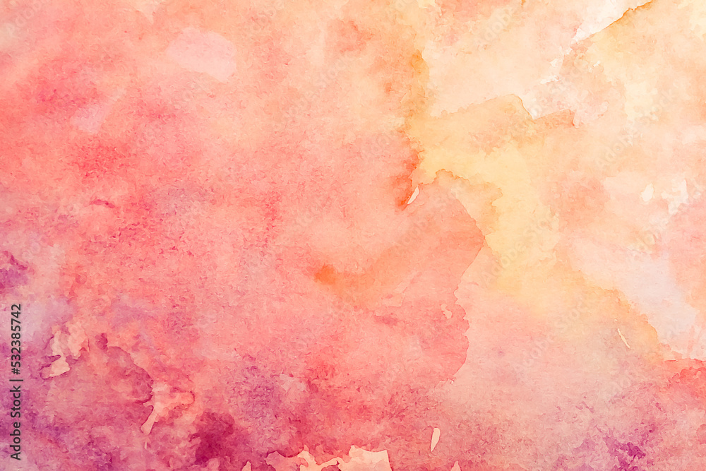 Abstract watercolor pastel pink orange purple decorative textured background.