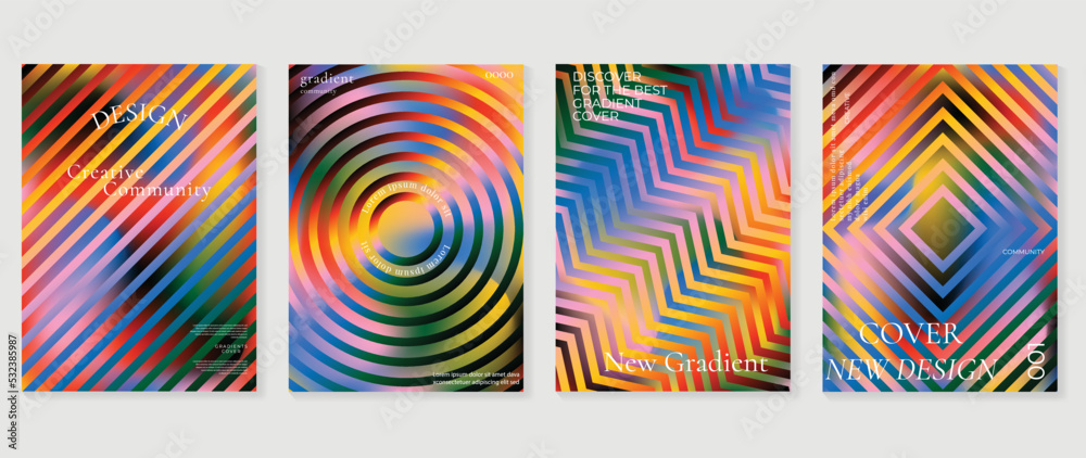 Abstract vibrant gradient background vector. Retro style cover template with zig zag line, colorful, geometric shapes. Modern wallpaper design perfect for poster, flyer, decorative, card, prints. Abstract vibrant gradient background vector. Retro style cover template with zig zag line, colorful, geometric shapes. Modern wallpaper design perfect for poster, flyer, decorative, card, prints.