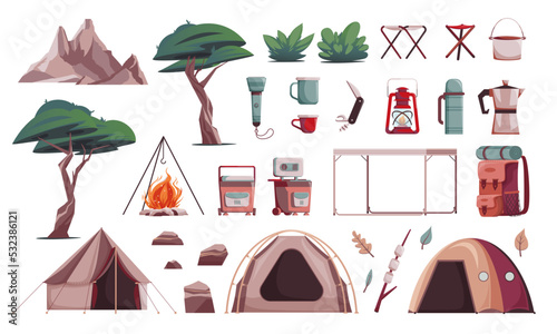 Camping Hiking Icon Set