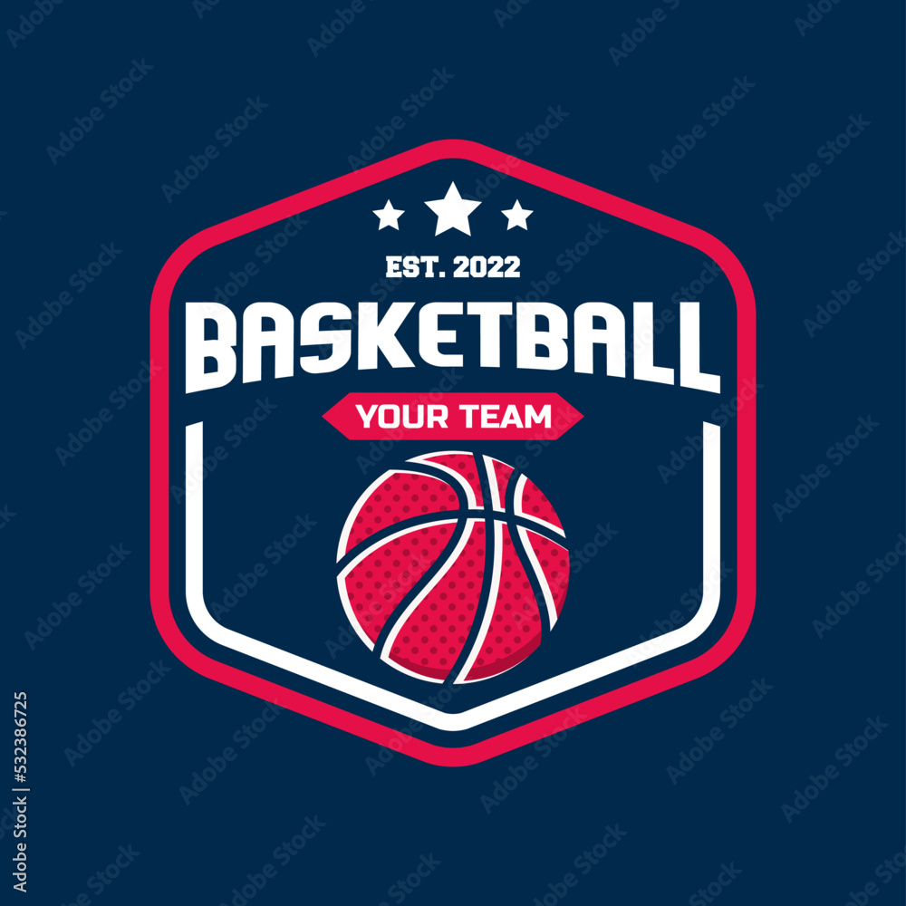 Basketball club logo. Basketball club emblem, design template on dark background