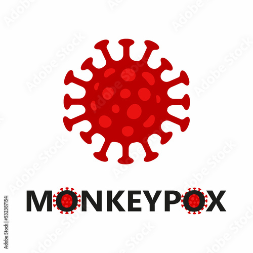 Logo de summus oreretur in simia pox virus, MPXV virus cum inscriptione in album background. Vector illustration photo