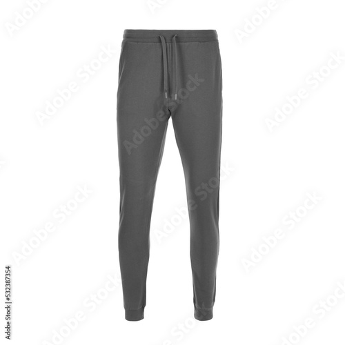 Lower part of the men's gray tracksuit