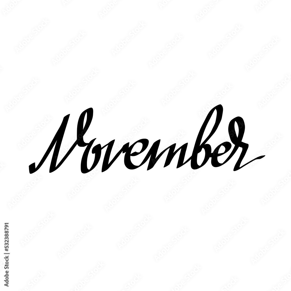november. decorative inscription, text, month november. decorative inscription, text, month