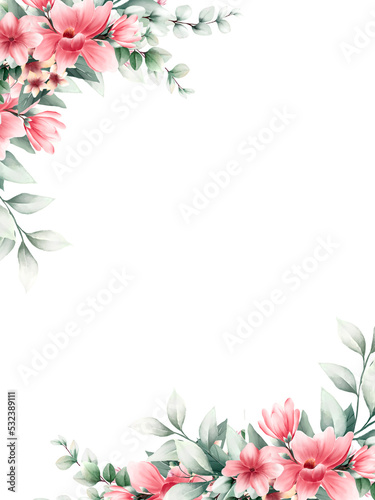 Watercolor pink flower frame