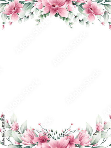 Watercolor pink flower frame