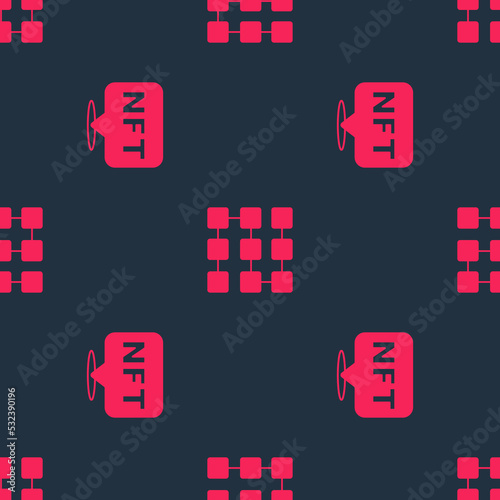 Set NFT Digital crypto art and blockchain technology on seamless pattern. Vector