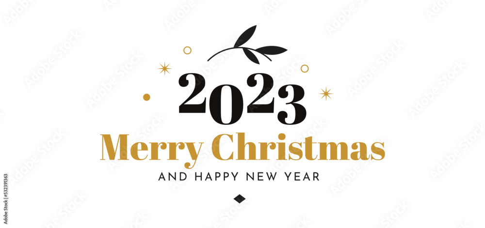 Merry Christmas and Happy New Year 2023 - Wish Card design Luxury Gold ...