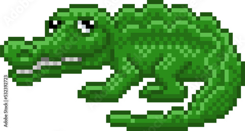 Crocodile Alligator Video Game Pixel Art Animal © Christos Georghiou