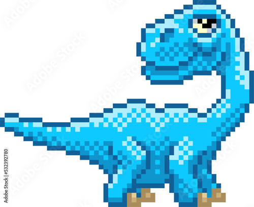 Diplodocus Brontosaurus Pixel Art Dinosaur Cartoon