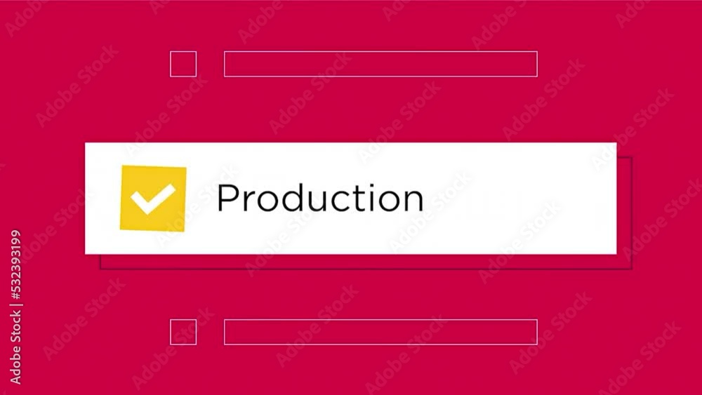 A bright sign that appears with the name Production. 2D. A bright sign that appears with the name Production. 2D.