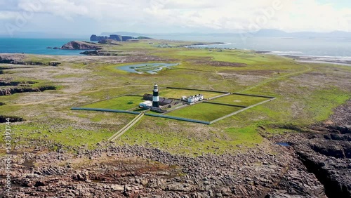 Aerial view of the Lighthouse on Tory Island, County Donegal, Republic of Ireland photo