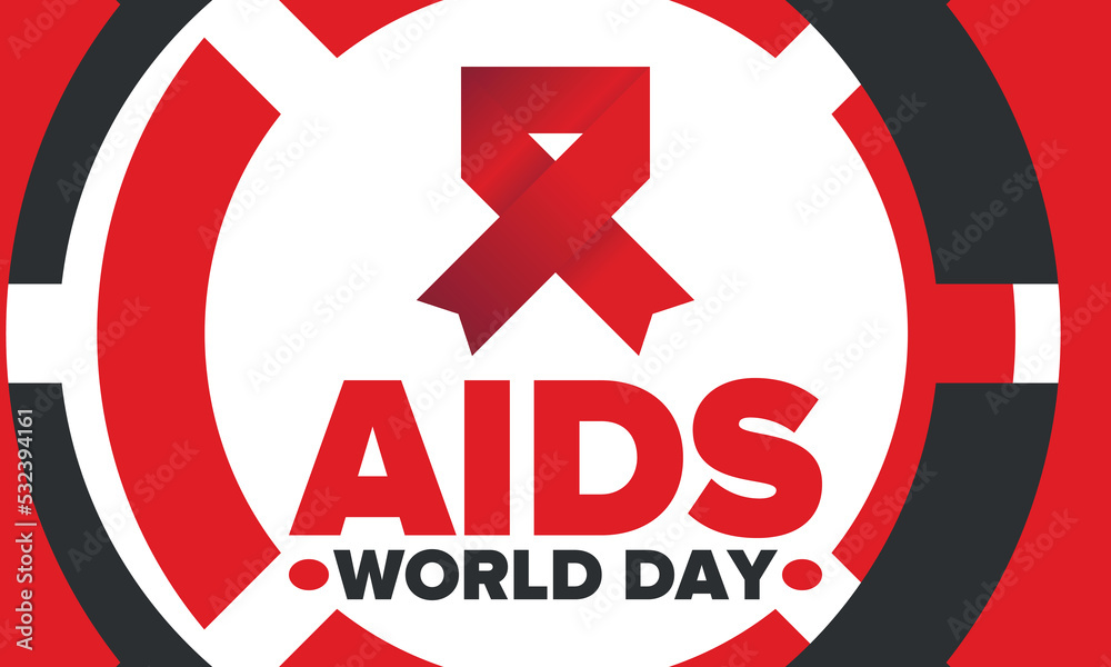 Obraz premium World Aids Day. Red ribbon symbol. Awareness and prevention hiv. Medical healthcare concept. Human support and protection. Celebrated annual in December 1. Poster, banner and background. Vector