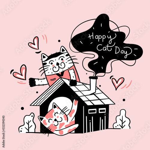 illustration of cat day celebration