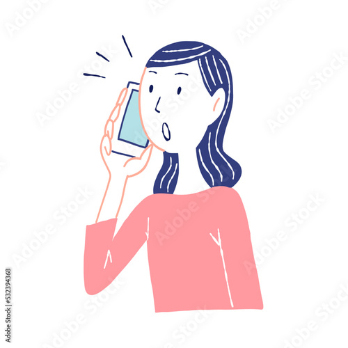 スマホで電話をする女性　スマホを持って会話する女性　イラスト