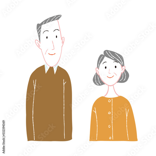 二人家族 老夫婦 敬老の日　イラスト素材