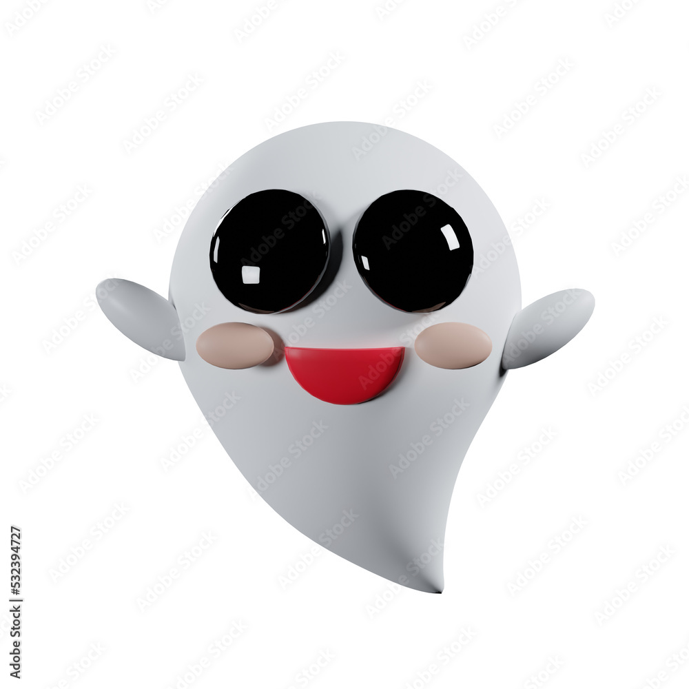 3d rendering cartoon cute kawaii ghost 3d rendering cartoon cute kawaii ghost