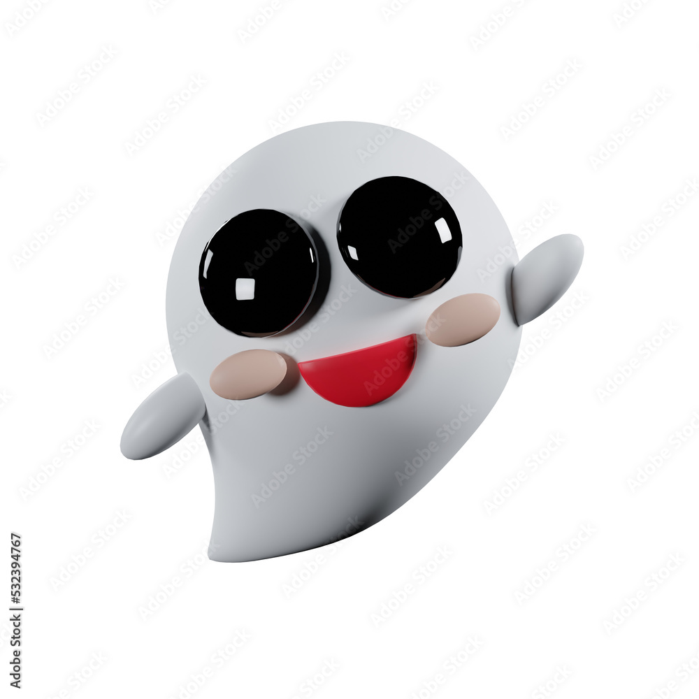 3d rendering cartoon cute kawaii ghost
