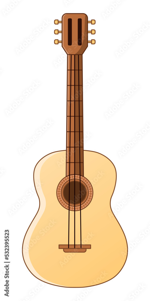 Obraz premium Acoustic guitar on a white background. Musical instrument. Vector illustration.