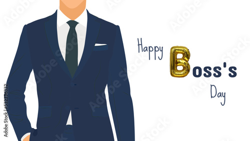 Happy boss day.October 16.Image of a man on a white background.Web banner, background.