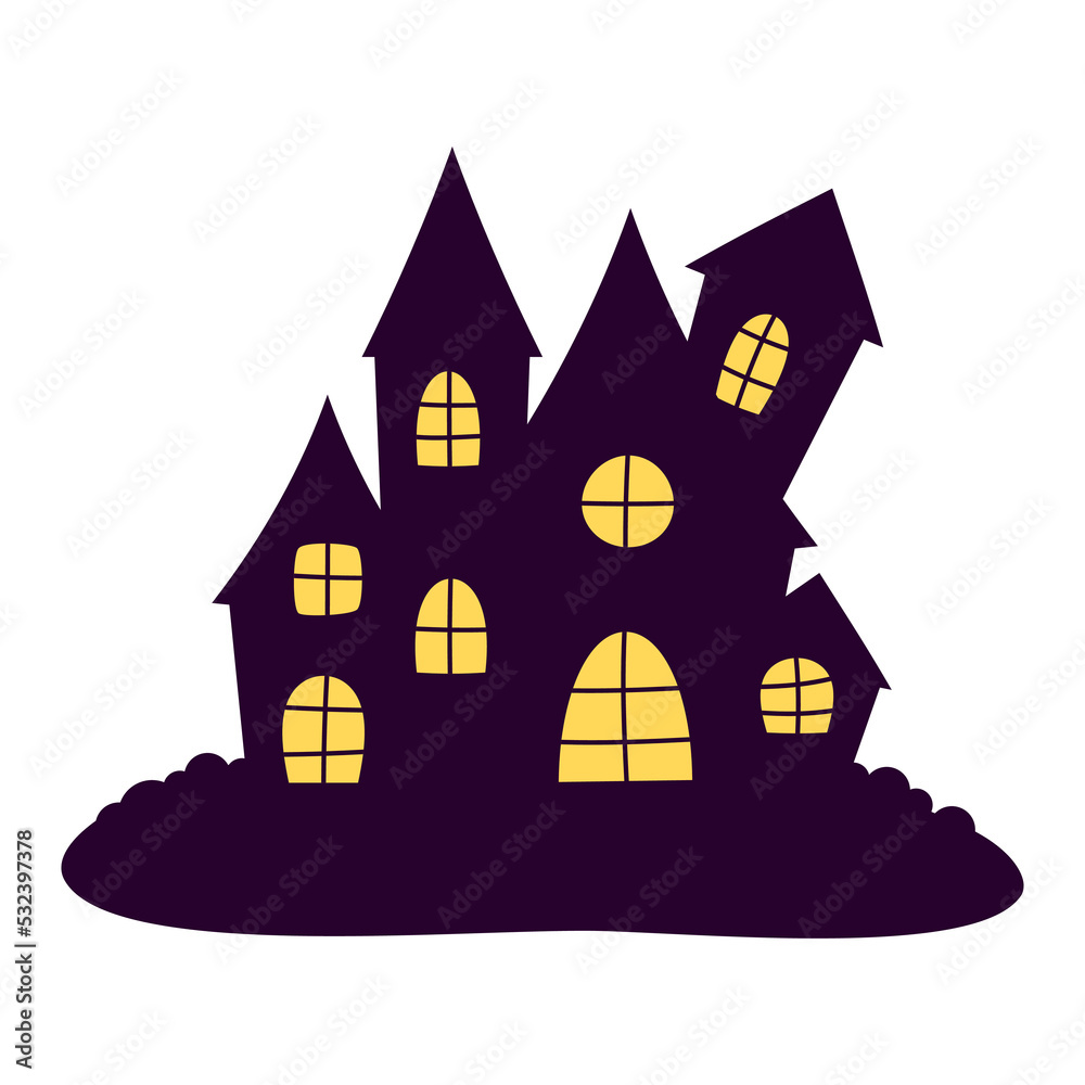 vector illustration of haunted house, halloween castle