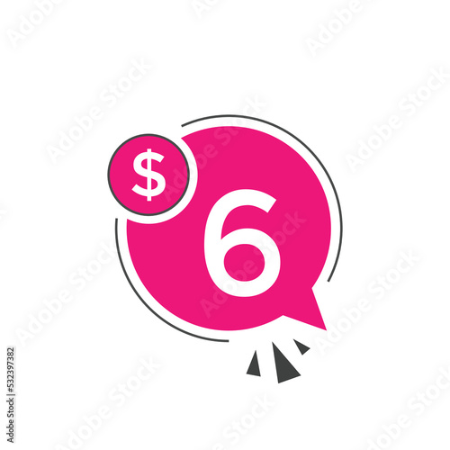 Free Download 6 dollar price tag. 6$ dollar USD price symbol. price 6 Dollar sale banner in USD. Business or shopping promotion marketing concept
 - GFXLoad