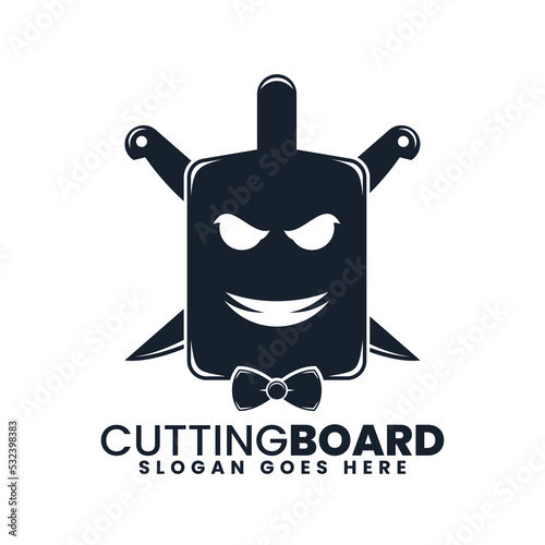 Vector Logo Illustration Cutting Board Mascot Cartoon Style