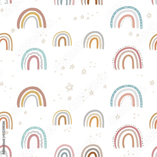 Cute rainbow seamless pattern design illustration printable for kids fabric