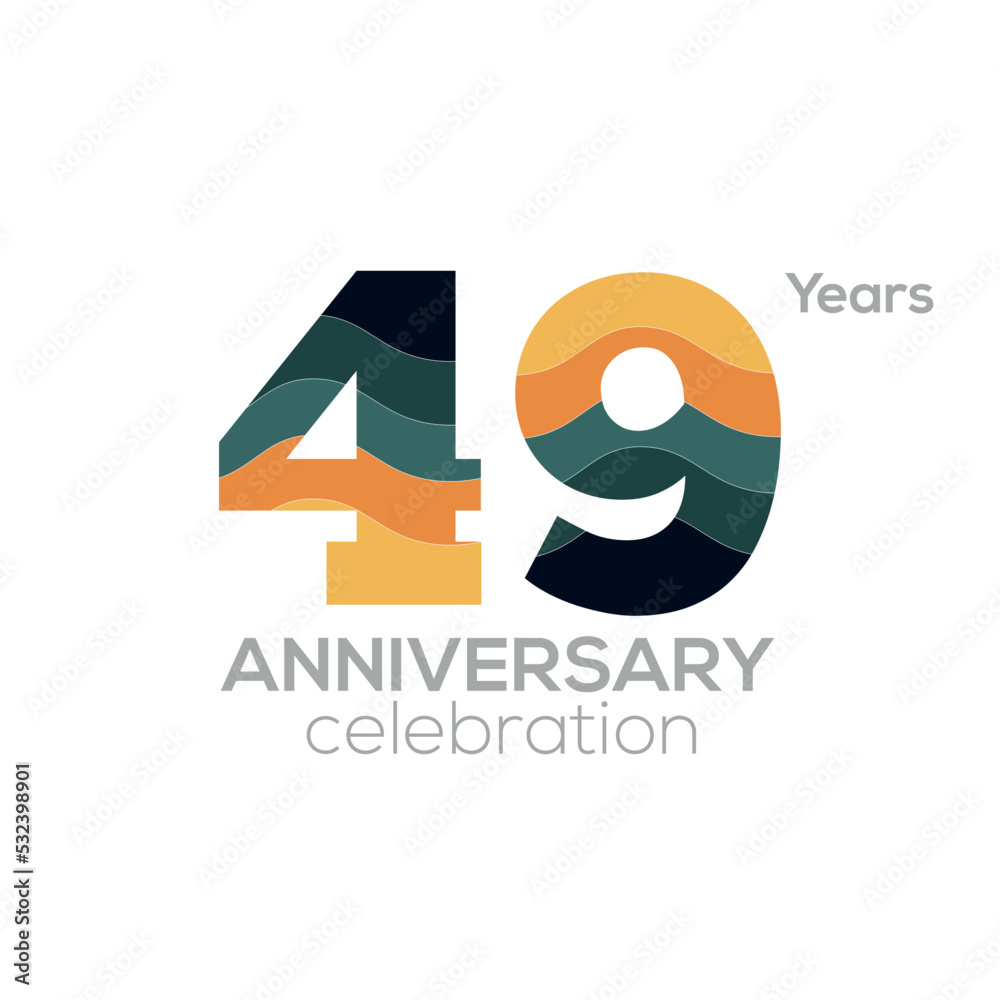 49th Anniversary Logo Design, Number 49 Icon Vector Template.Minimalist Color Palettes 49th Anniversary Logo Design, Number 49 Icon Vector Template.Minimalist Color Palettes