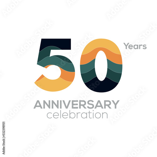 50th Anniversary Logo Design, Number 50  Icon Vector Template.Minimalist Color Palettes
